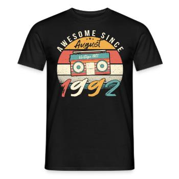 1992 30 août âge - T-shirt homme - noir - Devant - AI Model Male 178 light (178cm)