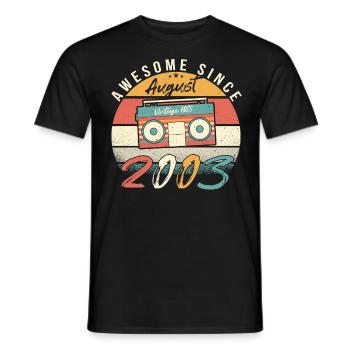 Year of birth 2003 in August - Men's T-Shirt - black - Front - AI Model Male 178 light (178cm)
