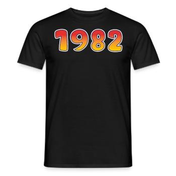 1982 Année chanceuse en orange - Design jaune - T-shirt homme - noir - Devant - AI Model Male 178 light (178cm)