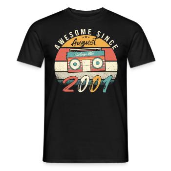 Année de naissance 2001 en août - T-shirt homme - noir - Devant - AI Model Male 178 light (178cm)