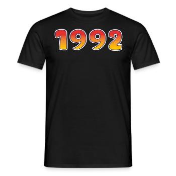 Année 1992 En Orange - Design Jaune - T-shirt homme - noir - Devant - AI Model Male 178 light (178cm)