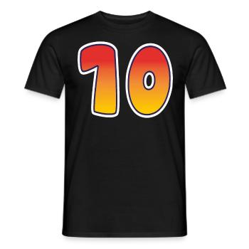 Zahl 10 Rot - Oranges Design - Männer T-Shirt - Schwarz - Vorne - AI Model Male 178 light (178cm)