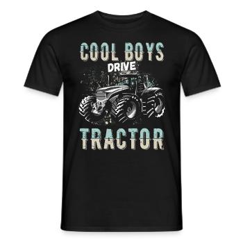 Cool Guys Drive Tractor Tractor Young Farm - Men's T-Shirt - black - Front - AI Model Male 178 light (178cm)