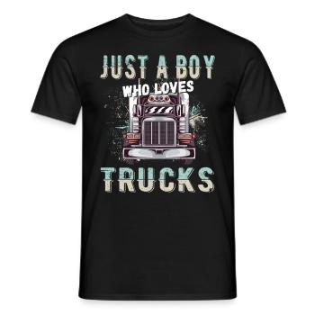 just a boy who loves trucks - Men's T-Shirt - black - Front - AI Model Male 178 light (178cm)