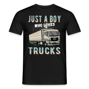just a boy who loves trucks - Men's T-Shirt - black - Front - AI Model Male 178 light (178cm)