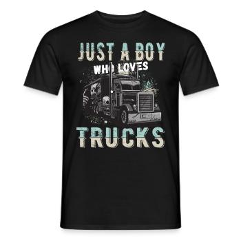 just a boy who loves trucks - Men's T-Shirt - black - Front - AI Model Male 178 light (178cm)