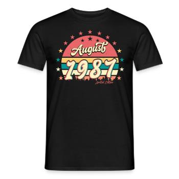 Salutations d’anniversaire 1987 Août - T-shirt homme - noir - Devant - AI Model Male 178 light (178cm)