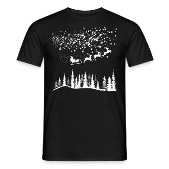 Santa Claus Sleigh Reindeer Stars - Men's T-Shirt - black - Front - AI Model Male 178 light (178cm)