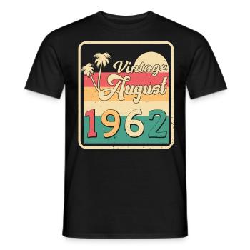 1962 In August 60th birthday - Men's T-Shirt - black - Front - AI Model Male 178 light (178cm)