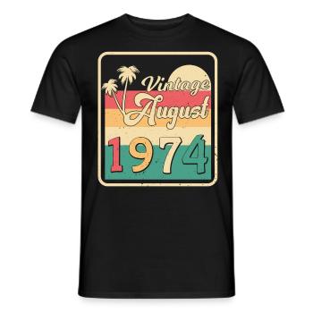 Geboren 1974 Im August - Männer T-Shirt - Schwarz - Vorne - AI Model Male 178 light (178cm)