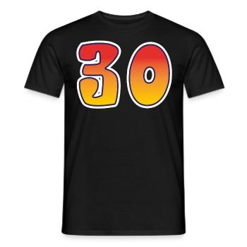 Zahl 30 Rot - Oranges Design - Männer T-Shirt - Schwarz - Vorne - AI Model Male 178 light (178cm)