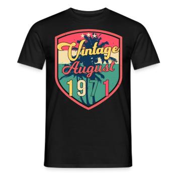1971 Août Rétro - T-shirt homme - noir - Devant - AI Model Male 178 light (178cm)
