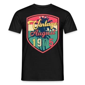 Année de construction 1975 en août - T-shirt homme - noir - Devant - AI Model Male 178 light (178cm)