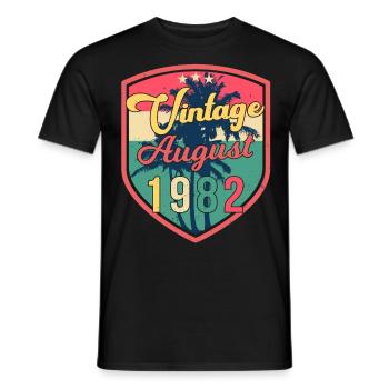 40e anniversaire août 1982 - T-shirt homme - noir - Devant - AI Model Male 178 light (178cm)