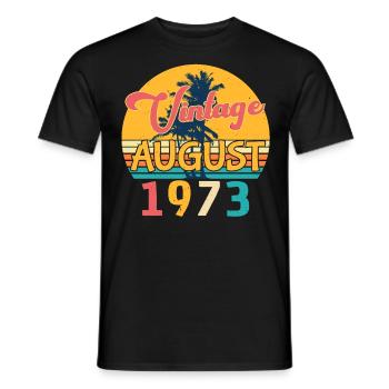 1973 August Vintage - Men's T-Shirt - black - Front - AI Model Male 178 light (178cm)