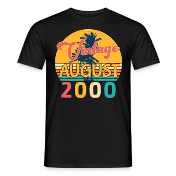 Année de naissance 2000 en août - T-shirt homme - noir - Devant - AI Model Male 178 light (178cm)