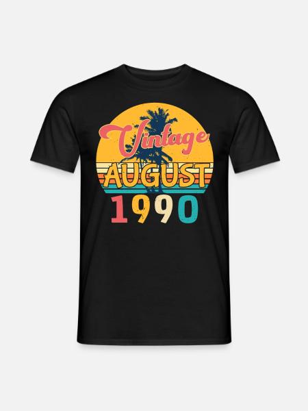 August 1990 Geschenkidee - Männer T-Shirt - Schwarz