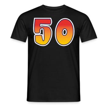 Zahl 50 Rot - Oranges Design - Männer T-Shirt - Schwarz - Vorne - AI Model Male 178 light (178cm)