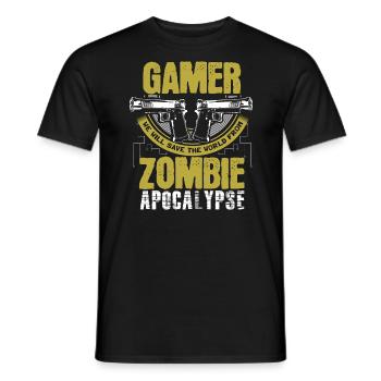 Zombie Apocalypse Games Gift - Men's T-Shirt - black - Front - AI Model Male 178 light (178cm)