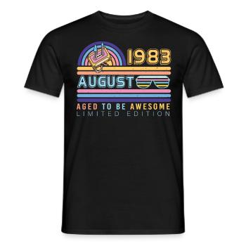 Salutations d’anniversaire août 1983 - T-shirt homme - noir - Devant - AI Model Male 178 light (178cm)