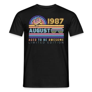 Geschenkidee August 1987 - Männer T-Shirt - Schwarz - Vorne - AI Model Male 178 light (178cm)