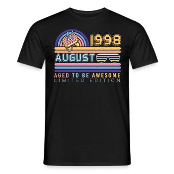 Né en août 1998 - T-shirt homme - noir - Devant - AI Model Male 178 light (178cm)