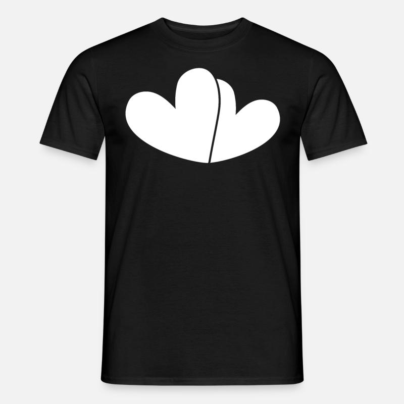 Doppeltes Weisses Herz - Männer T-Shirt - Schwarz