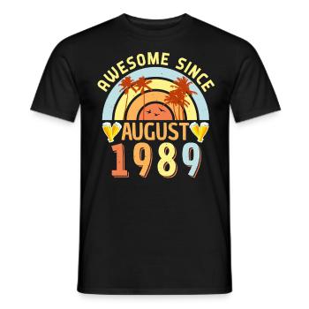 1989 Im August Geboren - Männer T-Shirt - Schwarz - Vorne - AI Model Male 178 light (178cm)