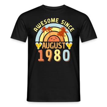 Salutations d’anniversaire pour août 1980 - T-shirt homme - noir - Devant - AI Model Male 178 light (178cm)