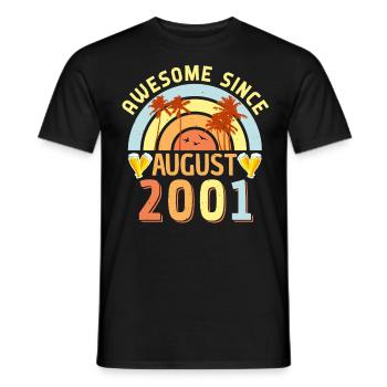 Mois de naissance août 2001 - T-shirt homme - noir - Devant - AI Model Male 178 light (178cm)