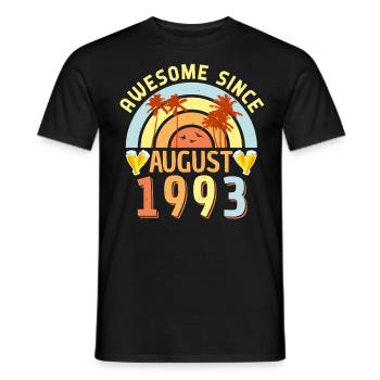 Year of construction 1993 in August - Men's T-Shirt - black - Front - AI Model Male 178 light (178cm)