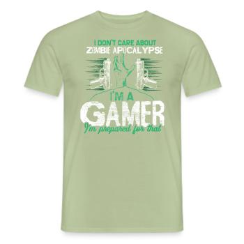 Zombie Apocalypse Virus Drôle - T-shirt homme - vert sauge - Devant - AI Model Male 178 light (178cm)