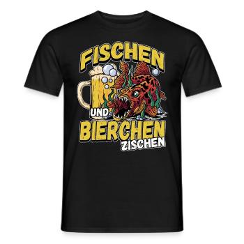 Fischen und Bierchen zischen Angeln Angler Spruch - Männer T-Shirt - Schwarz - Vorne - AI Model Male 178 light (178cm)