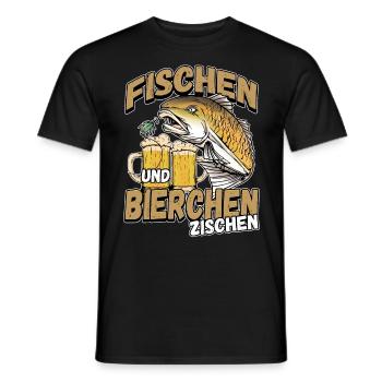 Fischen und Bierchen zischen Angeln Angler Spruch - Männer T-Shirt - Schwarz - Vorne - AI Model Male 178 light (178cm)