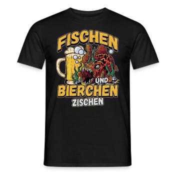 Fischen und Bierchen zischen Angeln Angler Spruch - Männer T-Shirt - Schwarz - Vorne - AI Model Male 178 light (178cm)