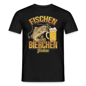 Fischen und Bierchen zischen Angeln Angler Spruch - Männer T-Shirt - Schwarz - Vorne - AI Model Male 178 light (178cm)