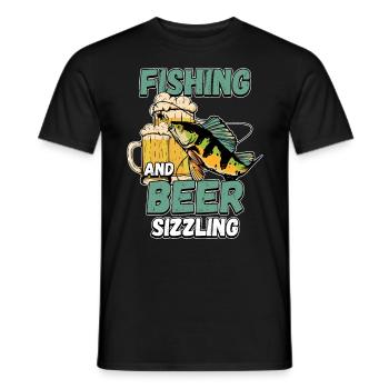 Pêche et bières sifflement pêche Mot à la ligne - T-shirt homme - noir - Devant - AI Model Male 178 light (178cm)
