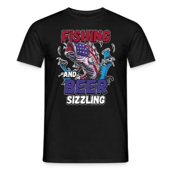 Pêche et bières sifflement pêche Mot à la ligne - T-shirt homme - noir - Devant - AI Model Male 178 light (178cm)