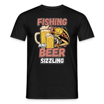 Pêche et bières sifflement pêche Mot à la ligne - T-shirt homme - noir - Devant - AI Model Male 178 light (178cm)