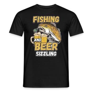 Pêche et bières sifflement pêche Mot à la ligne - T-shirt homme - noir - Devant - AI Model Male 178 light (178cm)