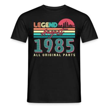 Year of construction 1985 in August - Men's T-Shirt - black - Front - AI Model Male 178 light (178cm)