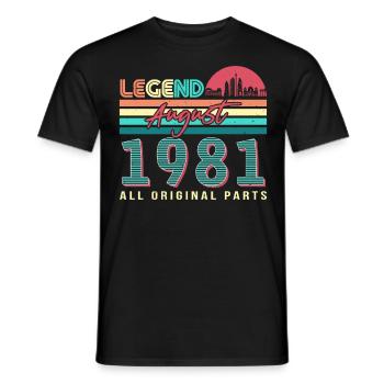 Retro 1981 August - Men's T-Shirt - black - Front - AI Model Male 178 light (178cm)