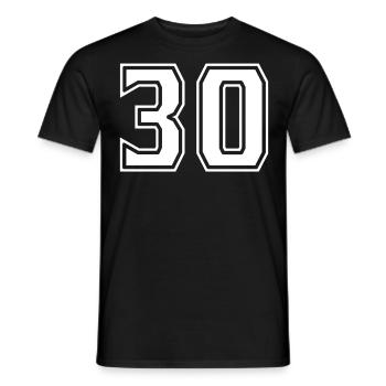 30 In Weiss - Männer T-Shirt - Schwarz - Vorne - AI Model Male 178 light (178cm)