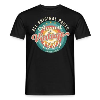 Année de construction 1984 en août - T-shirt homme - noir - Devant - AI Model Male 178 light (178cm)