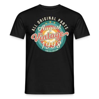 Mois de naissance Août 1998 - T-shirt homme - noir - Devant - AI Model Male 178 light (178cm)