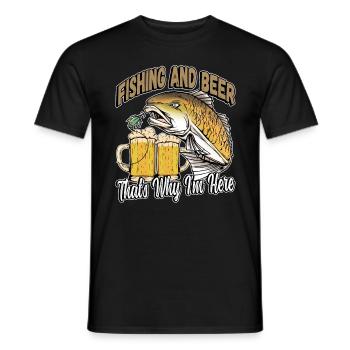 Fishing and beer that's why I'm here Fischer saying - Men's T-Shirt - black - Front - AI Model Male 178 light (178cm)