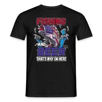 Fishing and beer that's why I'm here Fischer saying - Men's T-Shirt - black - Front - AI Model Male 178 light (178cm)
