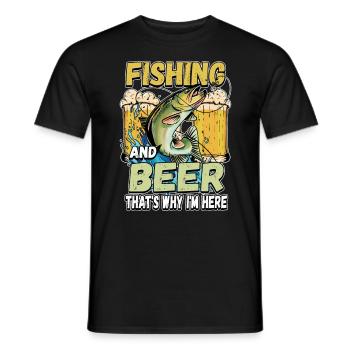 Fishing and beer that's why I'm here Fischer saying - Men's T-Shirt - black - Front - AI Model Male 178 light (178cm)