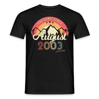 Salutations d’anniversaire août 2003 - T-shirt homme - noir - Devant - AI Model Male 178 light (178cm)