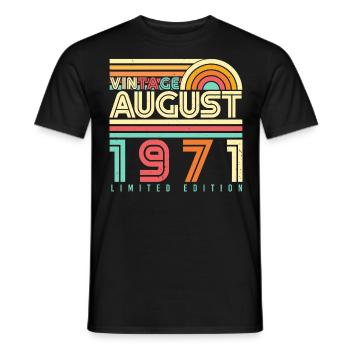 Salutations d’anniversaire août 1971 - T-shirt homme - noir - Devant - AI Model Male 178 light (178cm)